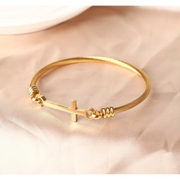 Inspirational Christian Cross Bracelet for Women, Stainless Steel, Gift for Daug - Picture 3 of 7